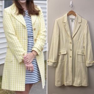 Banana Republic Light Yellow Houndstooth Trench Coat